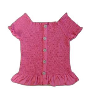 Speechless Kids Watermelon Pink Smocked Short Sleeve Top Size Large